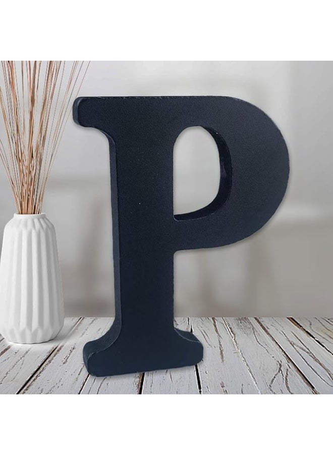MIRFA Wooden Free Standing Decorative Letter Slices - Black - 6inches (P) - Image 1